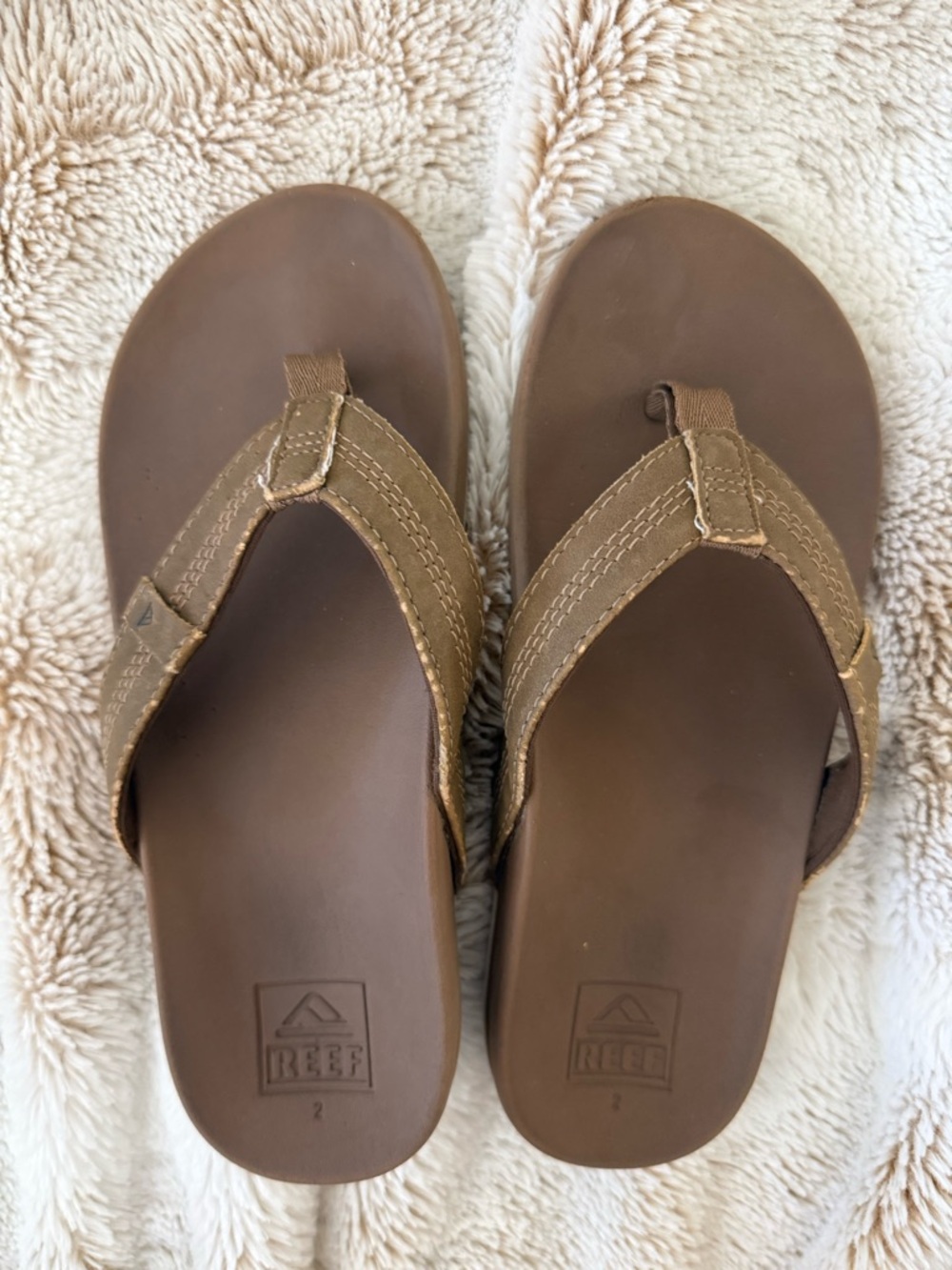 Reef Brown Boy’s Leather-Style Flip Flops